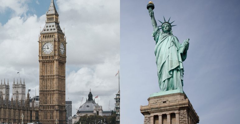 British vs American voice over - big ben statue of liberty