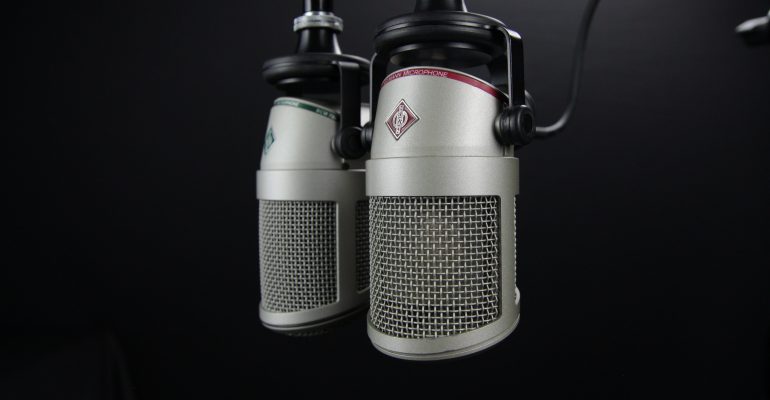 Finding the Best Narrator For Your Next Commercial - two Neumann condenser Microphones