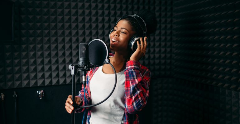 How to become a voice actor - female voice talent recording